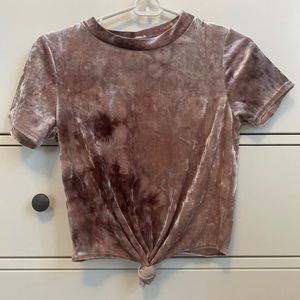 Sheer pink knotted top